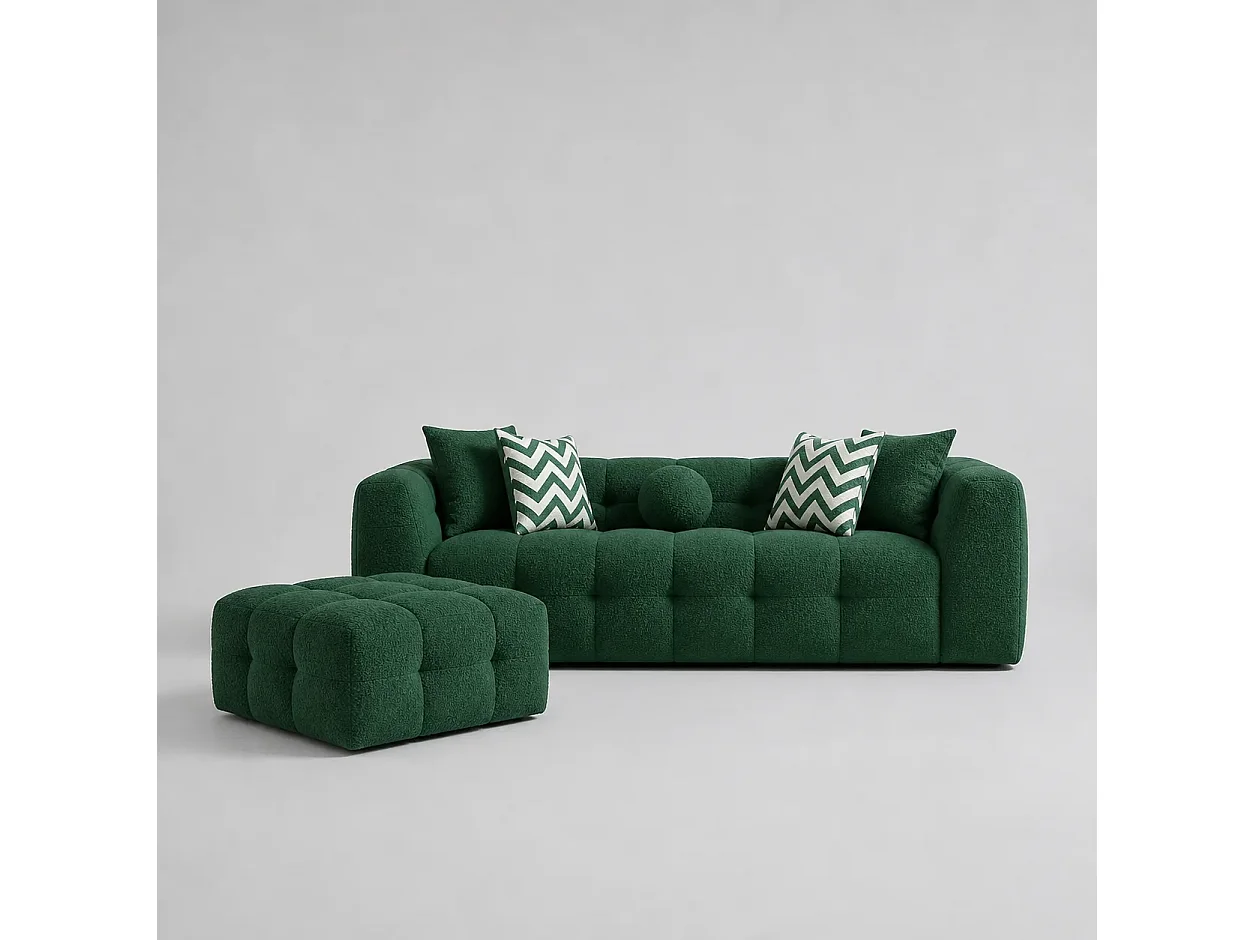 Canapé LUNA + Pouf coloris Vert