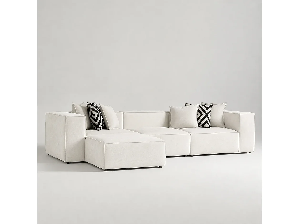 Canapé  310cm GALA + POUF Coloris Blanc Cassé