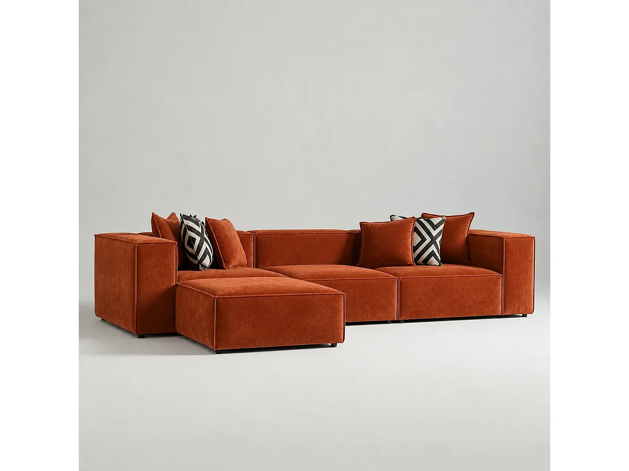 Bank 310cm GALA + POUF Kleur Terracotta