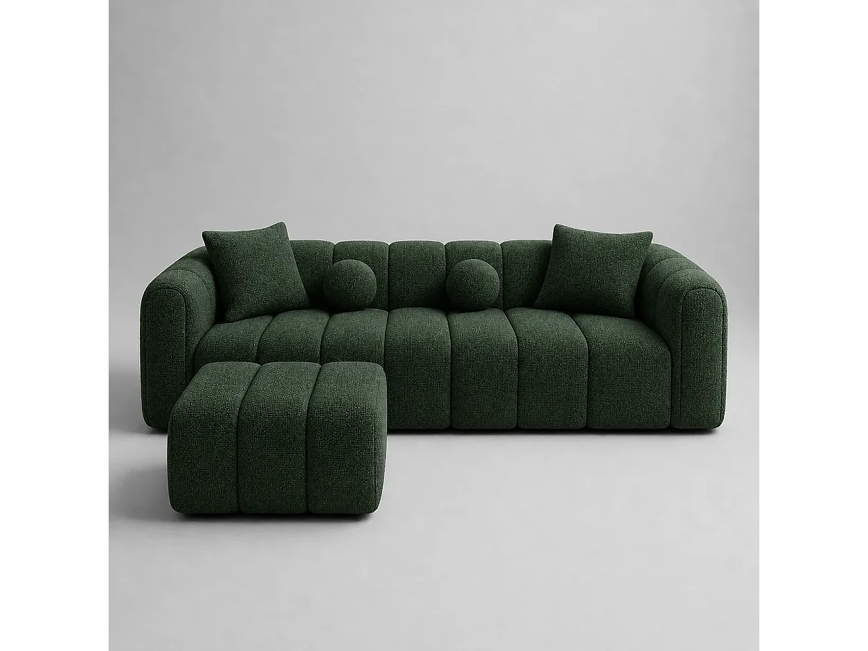 Canapé LONDON + Pouf Coloris Vert Cèdre
