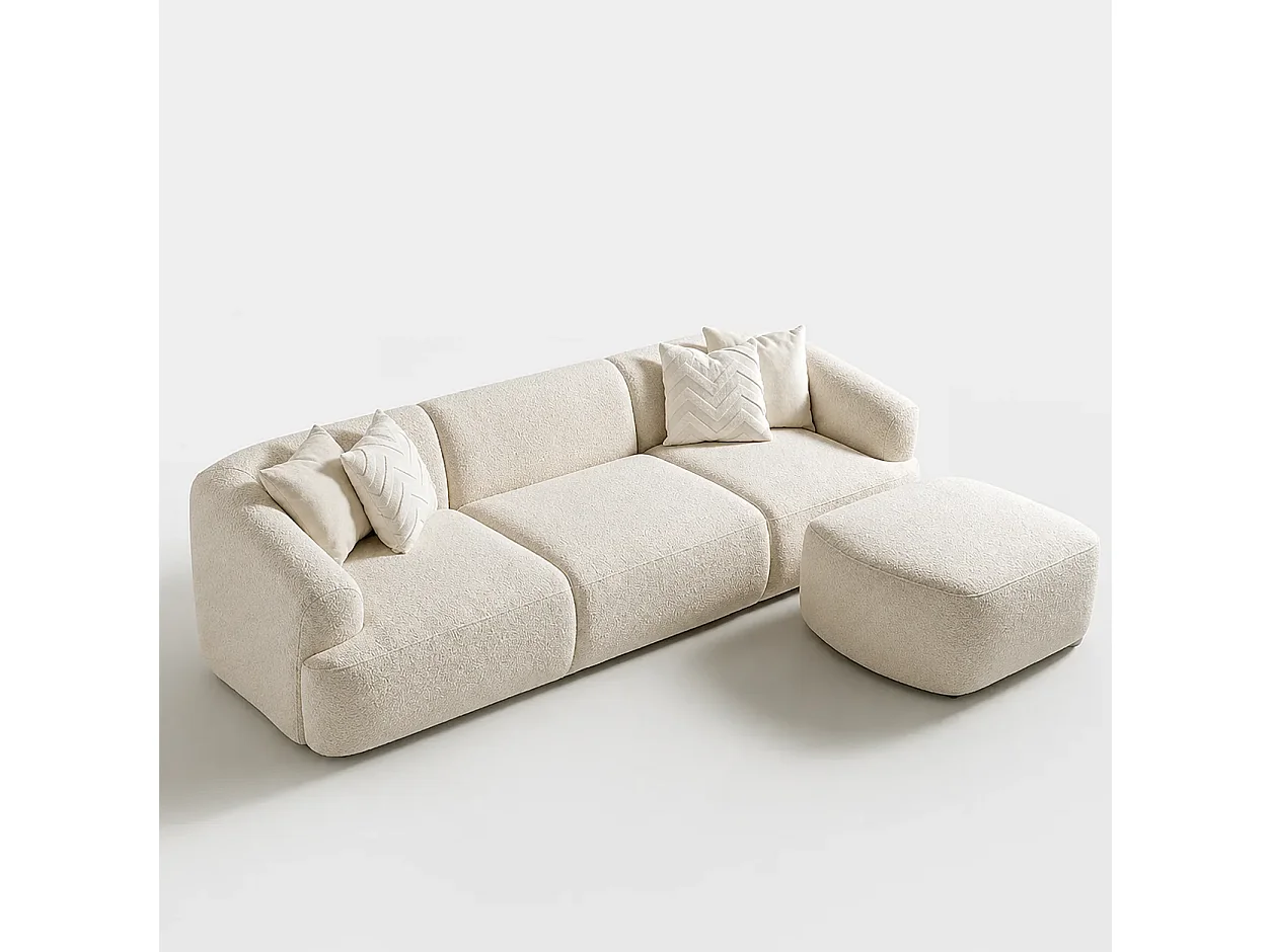 Divano New-York + Pouf Colore Ecru Mousse