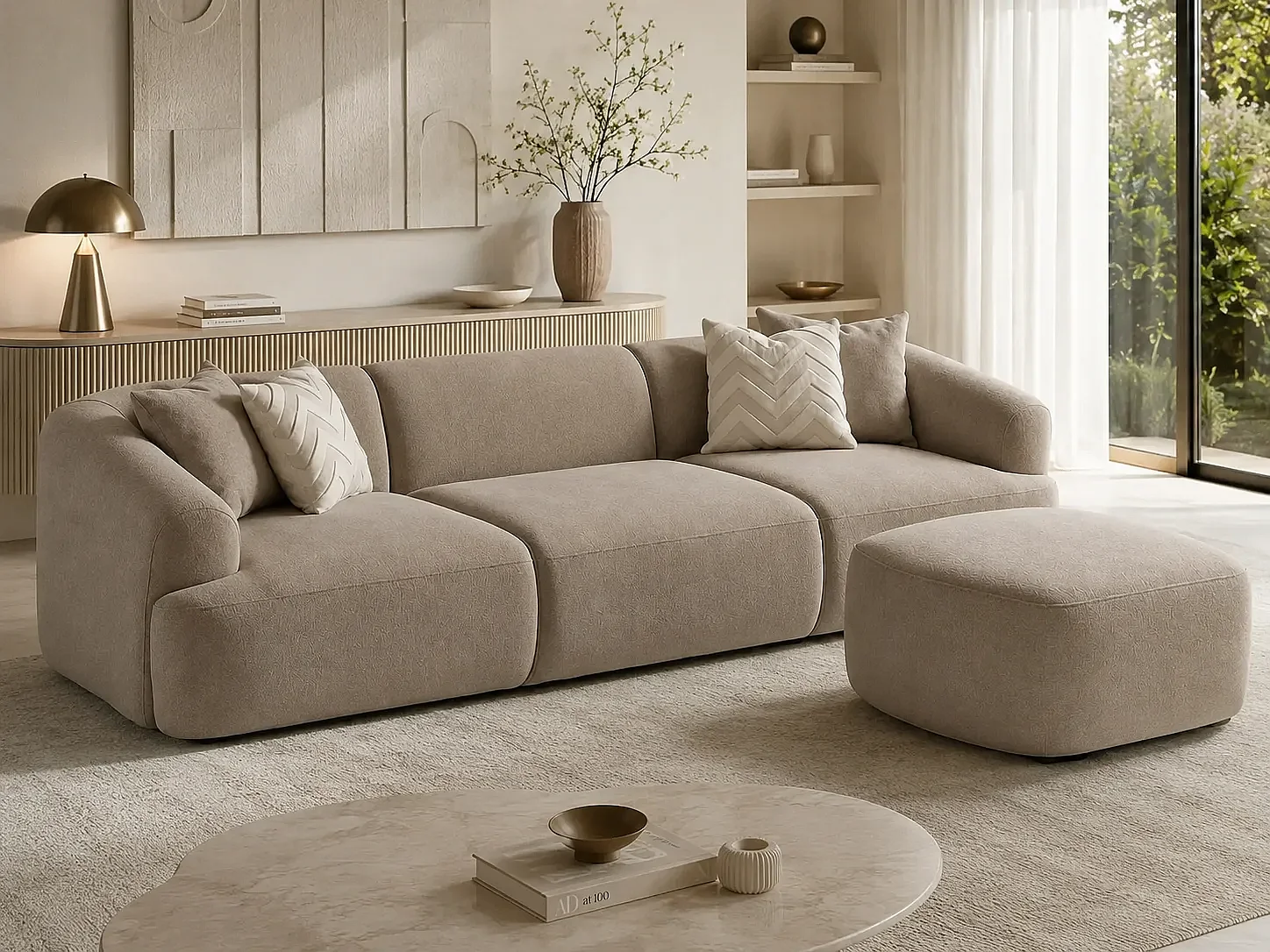 Divano New-York + Pouf Colore Sable Nomade