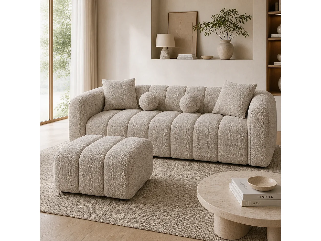 Canapé LONDON + Pouf Coloris Sable Nomade