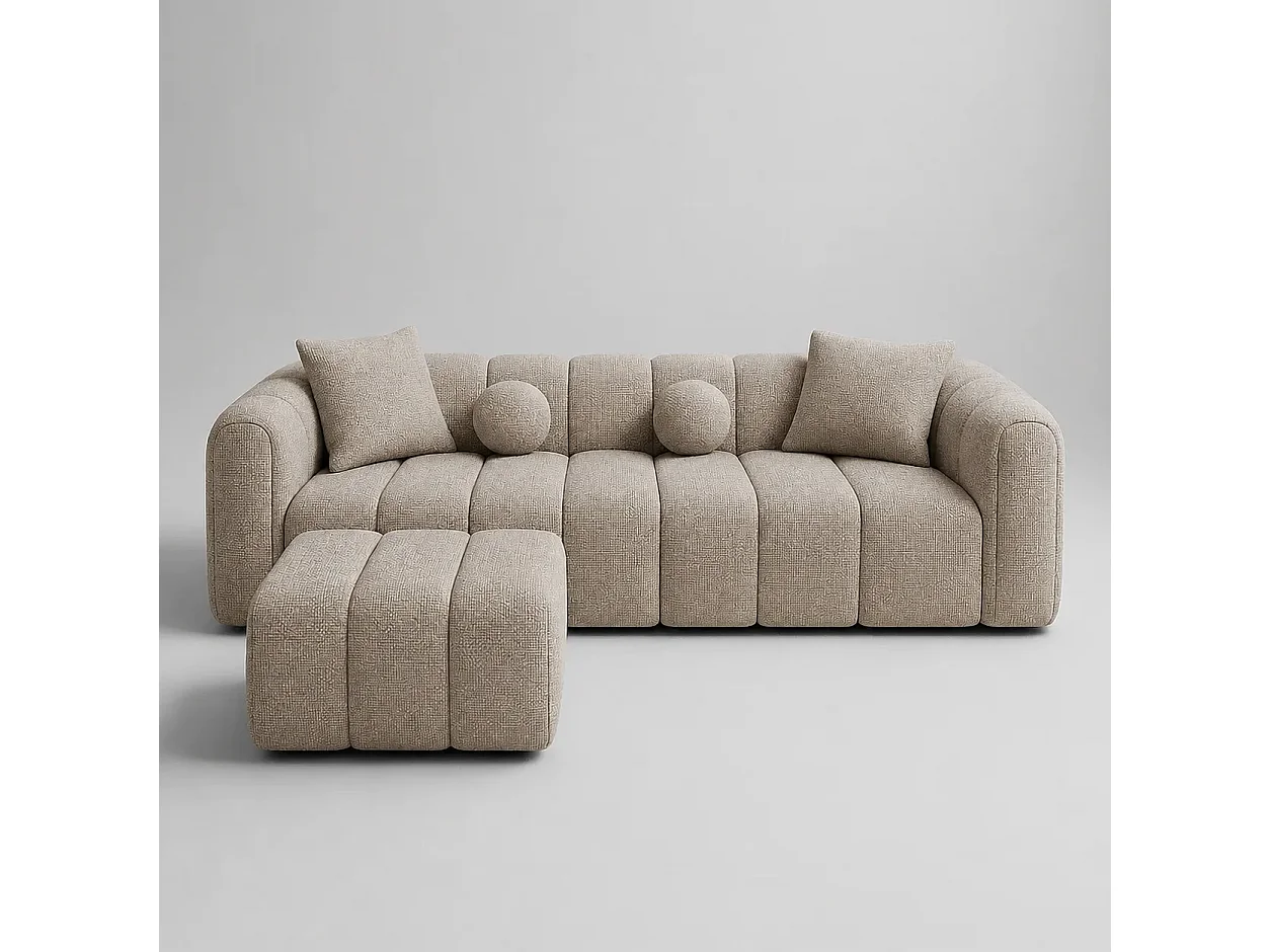 Canapé LONDON + Pouf Coloris Sable Nomade