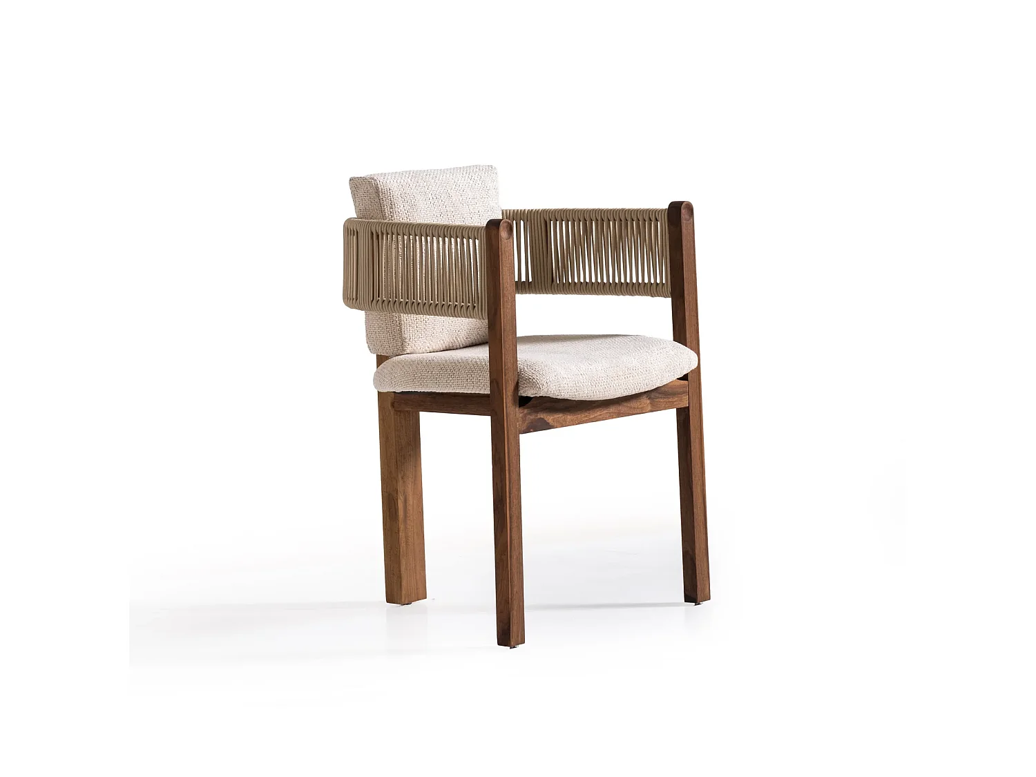 Chaise LUA bois et bouclette crème