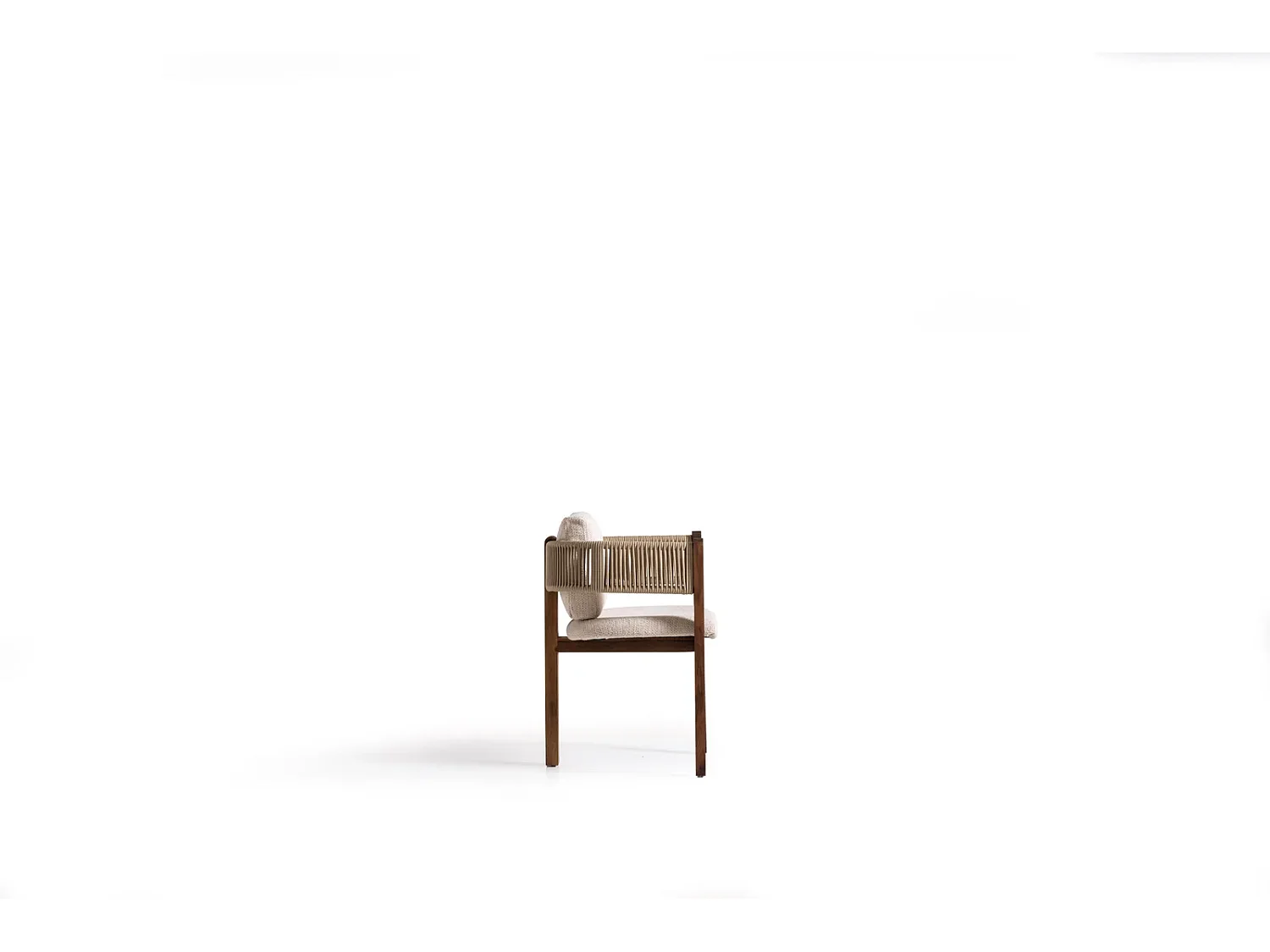 Chaise LUA bois et bouclette crème