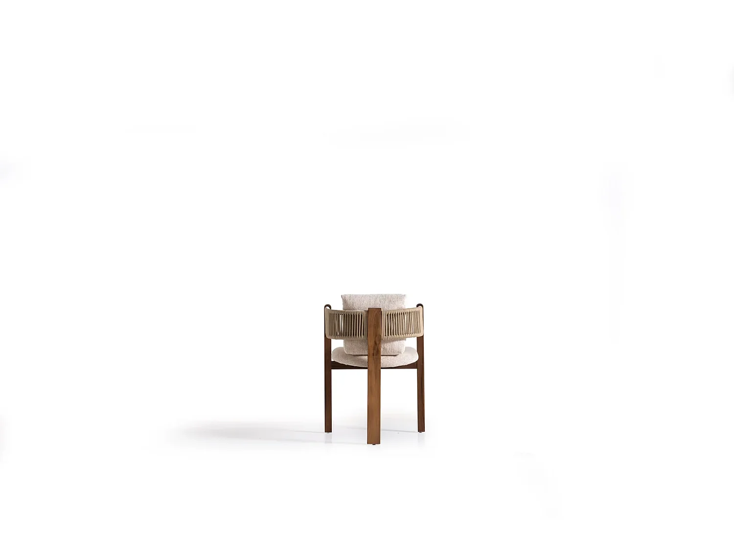 Chaise LUA bois et bouclette crème