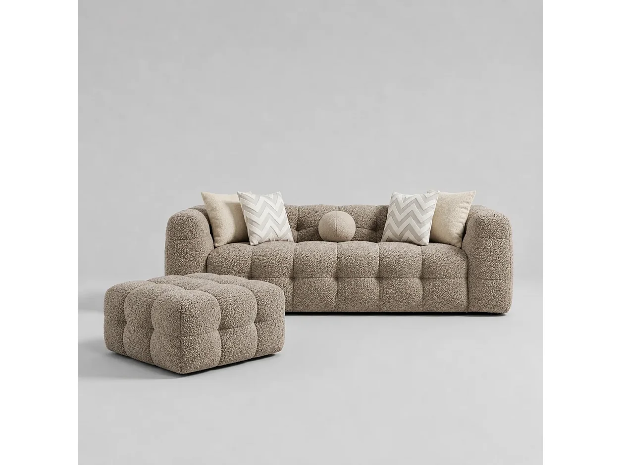 Canapé LUNA + Pouf coloris Sable Nomade