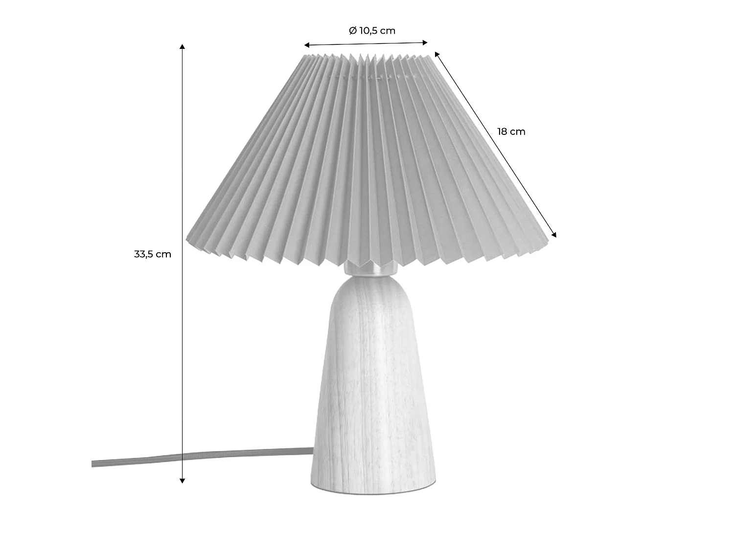 Lampada da tavolo da interno in legno e tessuto, ø 10,5 cm, verde kaki