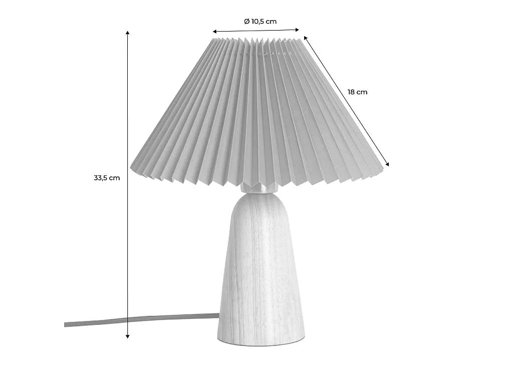 Lampada da tavolo da interno in legno e tessuto, ø 10,5 cm, verde kaki