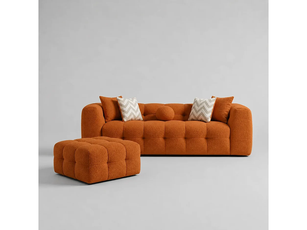 Canapé LUNA + Pouf coloris Terracotta