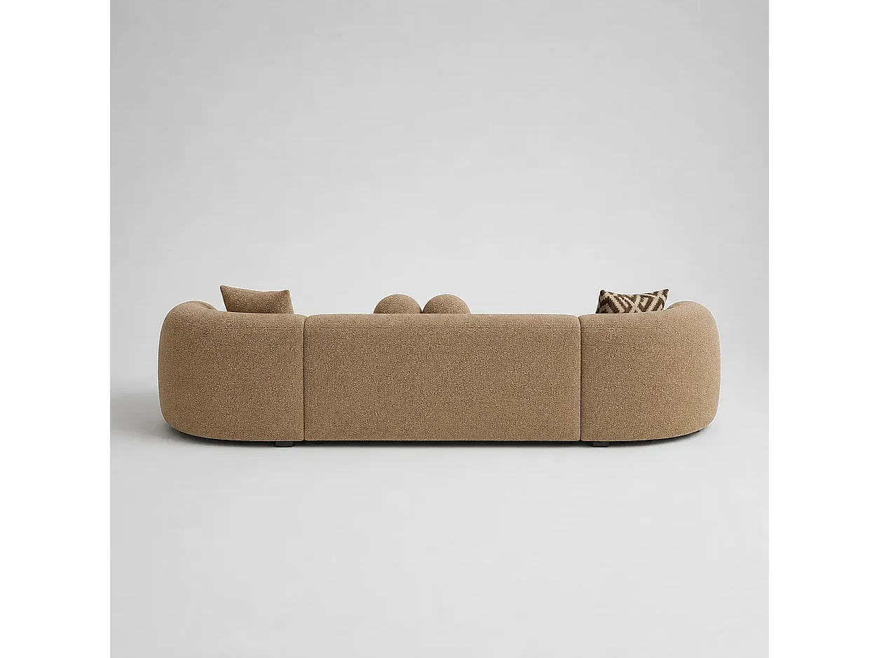 Canapé d'angle gauche 5 places en tissu beige SERENITY
