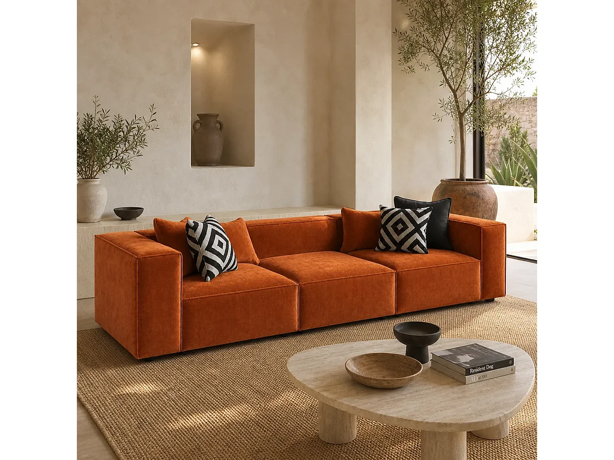 Canapé  310cm GALA droit modulable Coloris Terracotta