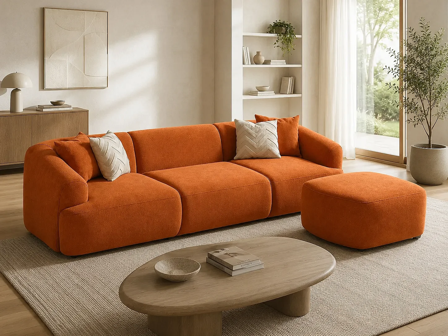 Divano New-York + Pouf Colore Terracotta
