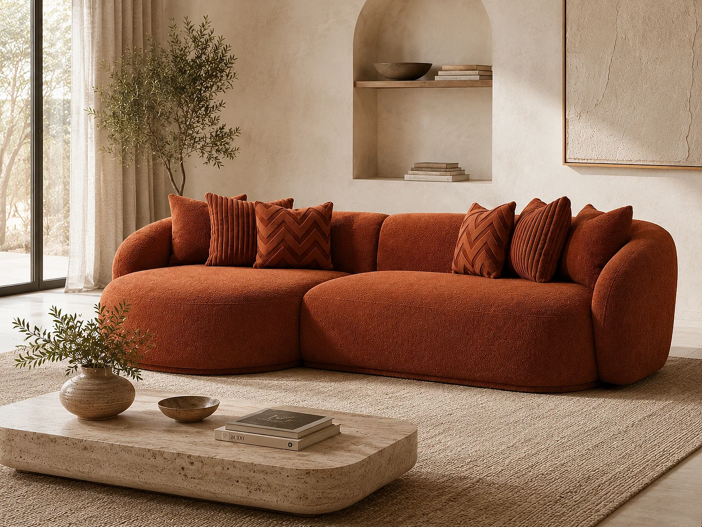 Divano ad angolo Sinistra PALERME Orange brulé