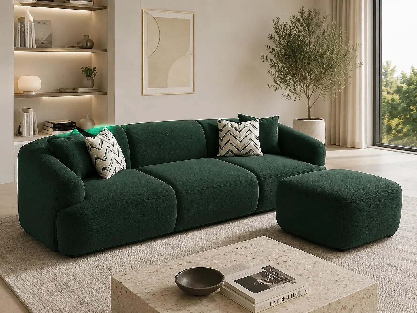 Divano New-York + Pouf Colore Vert cèdre