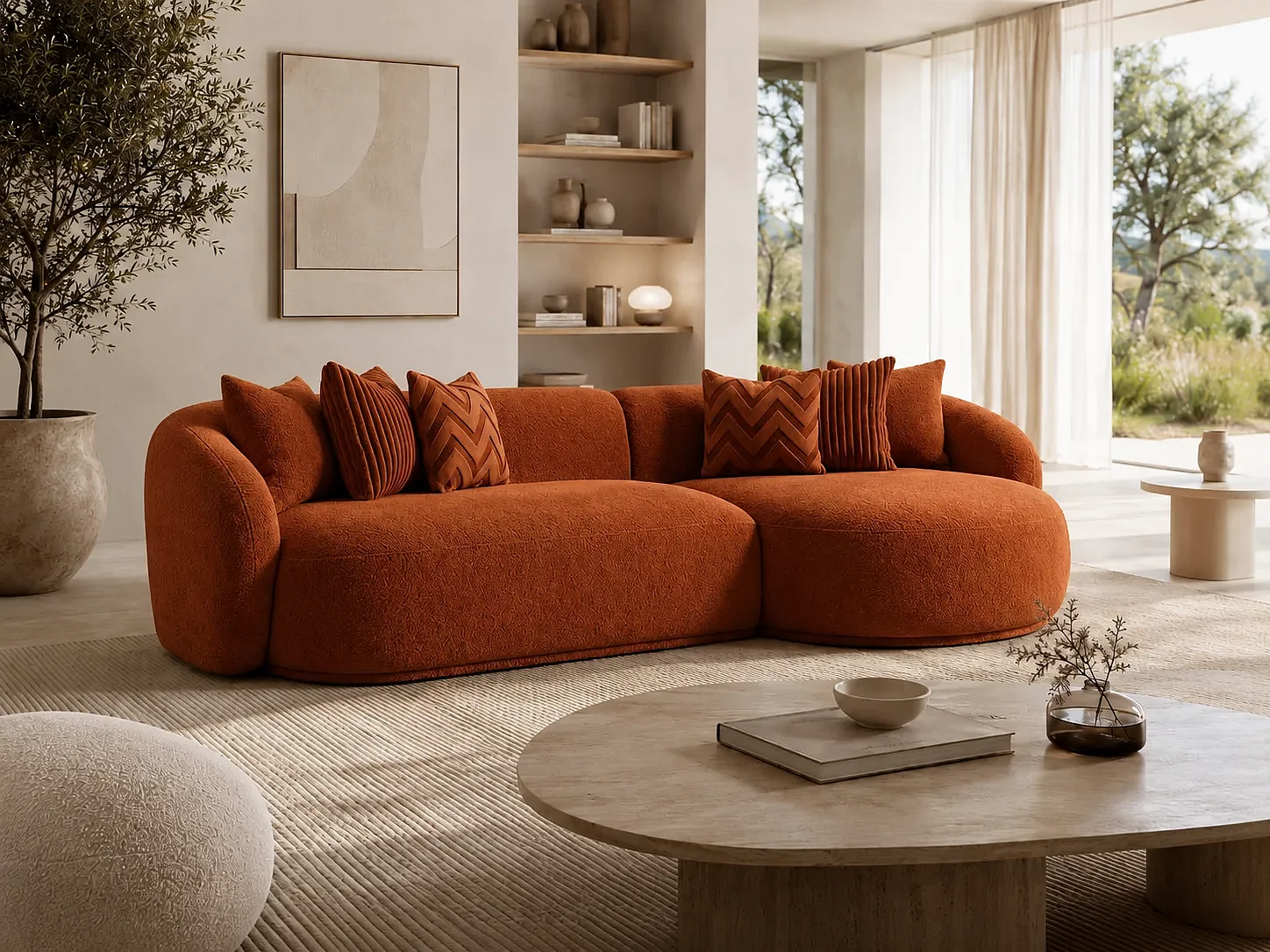 Divano ad angolo Destra PALERME Orange brulé