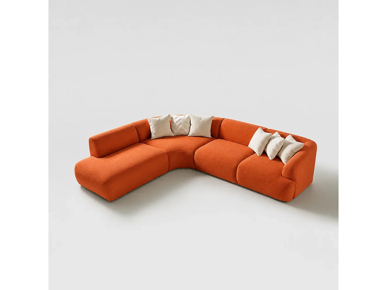 Divano ad angolo NEW-YORK curve Colore Terracotta