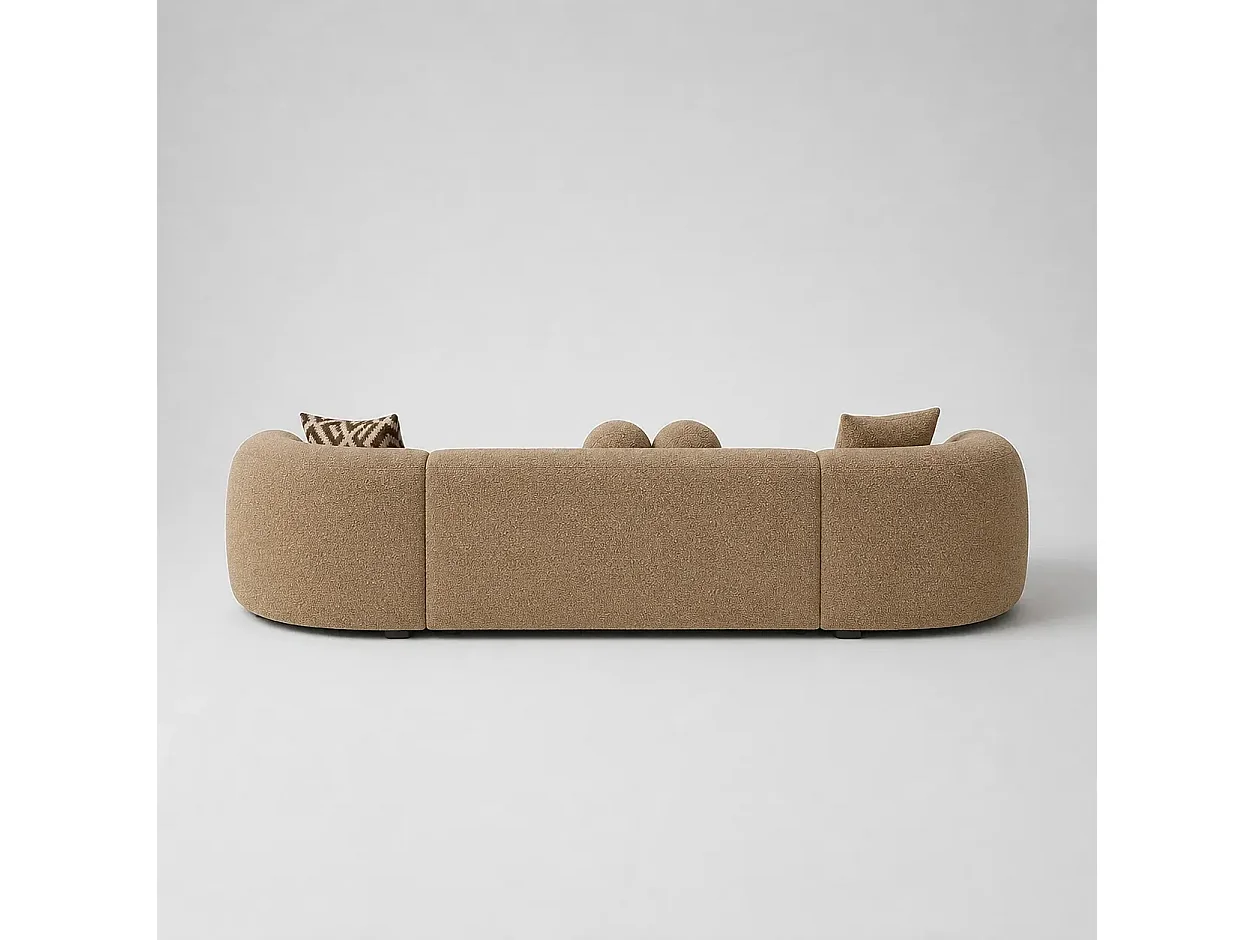 Canapé d'angle droit 5 places en tissu beige SERENITY