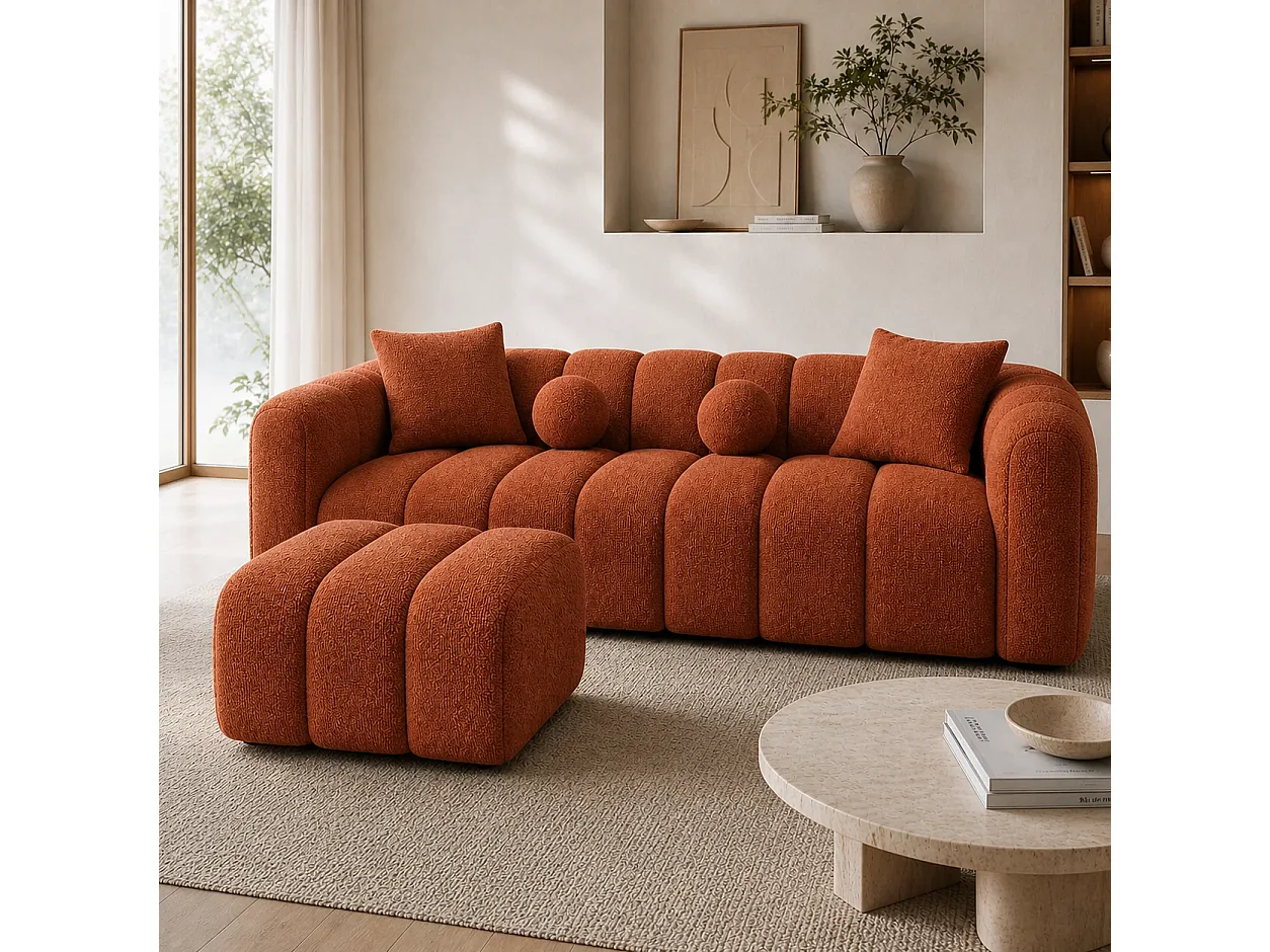 Canapé LONDON + Pouf Coloris Terracotta