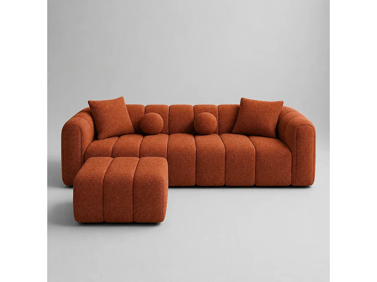 Canapé LONDON + Pouf Coloris Terracotta