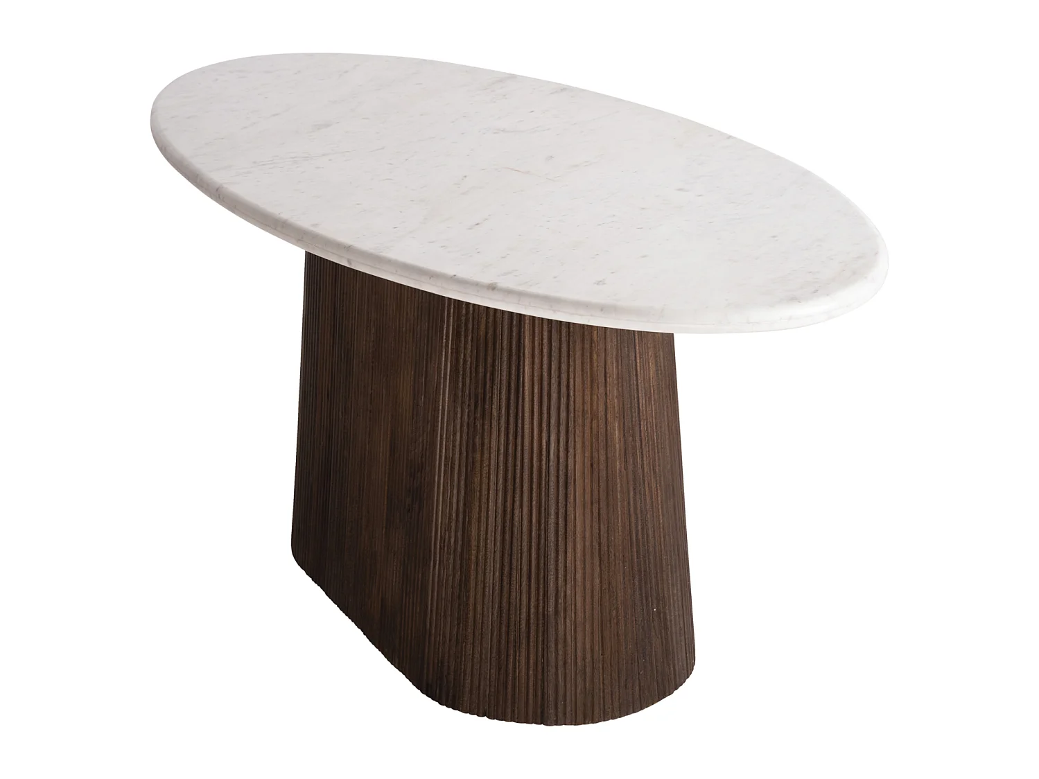 Table à manger ovale PURGER en bois de manguier et marbre blanc 180x90x76 cm