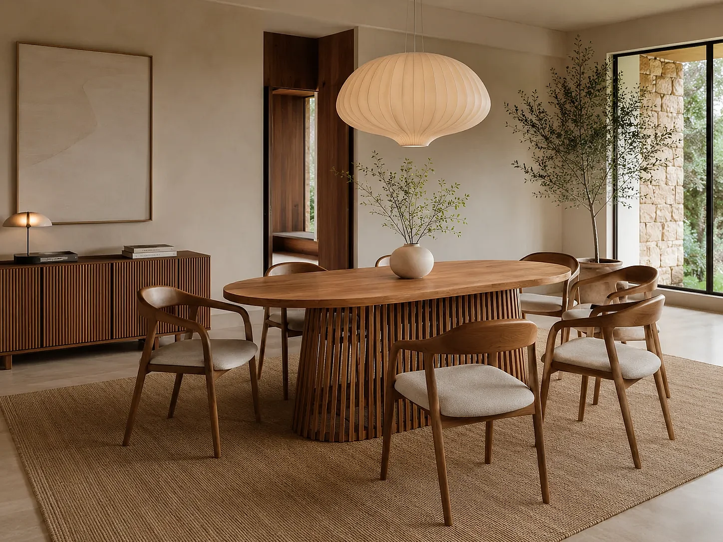 Table à manger ovale REMIK en teck recyclé 200×100×75,5 cm