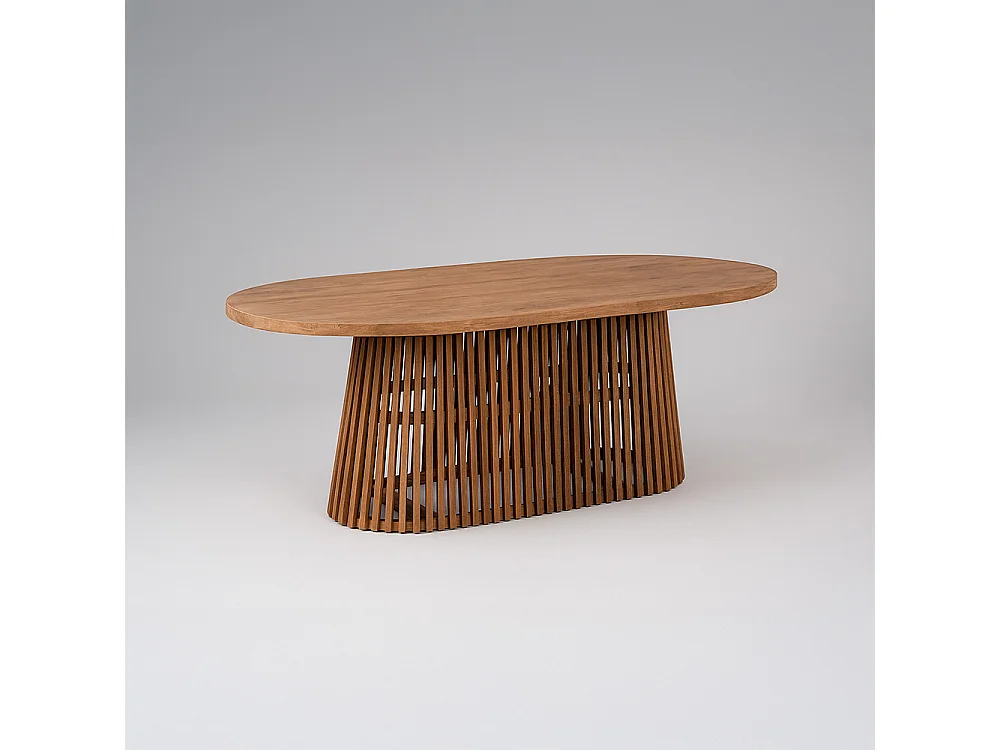 Table à manger ovale REMIK en teck recyclé 200×100×75,5 cm