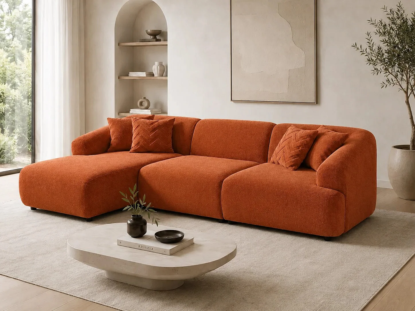 Divano ad angolo sinistro New-York TERRACOTTA