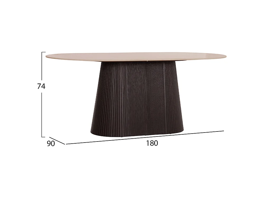 Table à manger ovale CATER céramique effet travertin 180x90cm