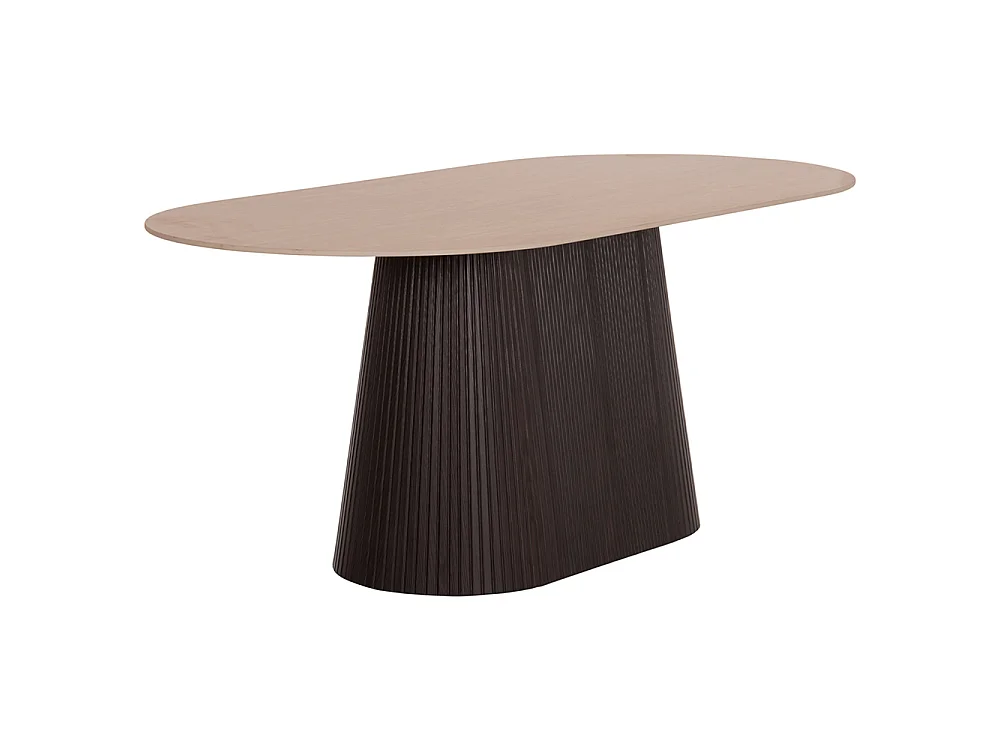 Table à manger ovale CATER céramique effet travertin 180x90cm