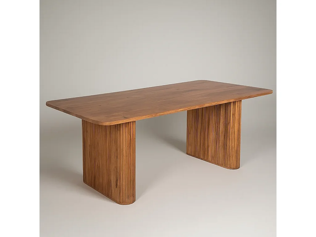 Table à manger rectangulaire  GROOT en bois massif d'acacia 200,5×100×72cm