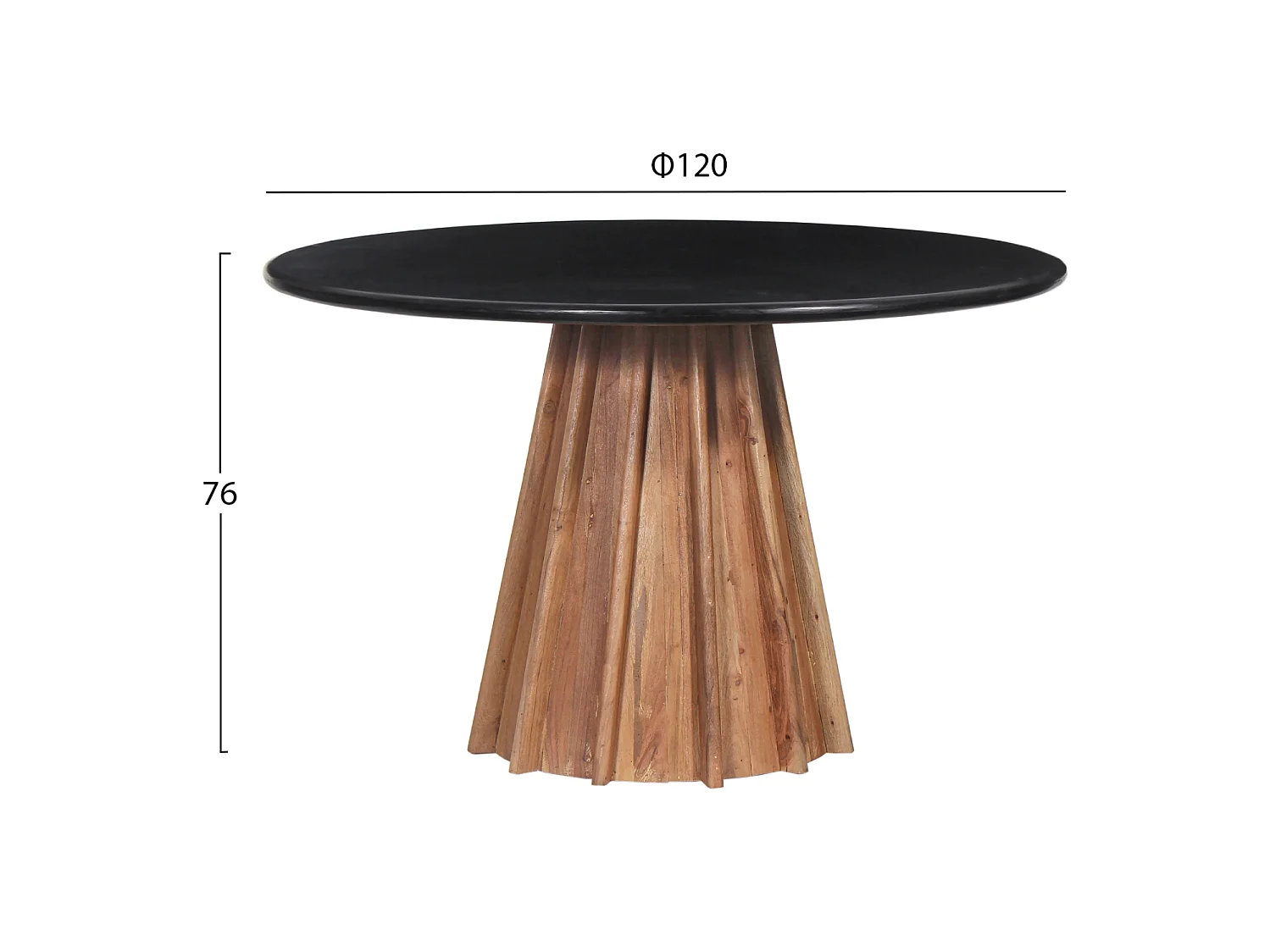 Table à manger ronde DRAXX en bois d'acacia et marbre noir Ø120x76 cm