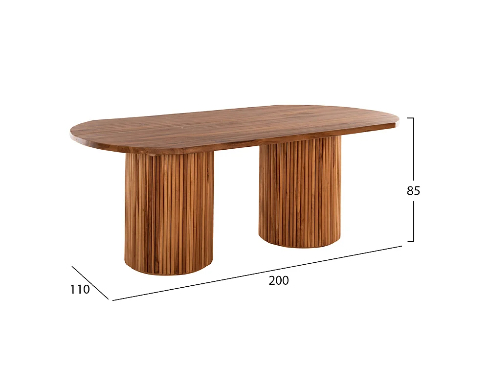 Table à manger DREMA en teck massif 200×110×77,5 cm