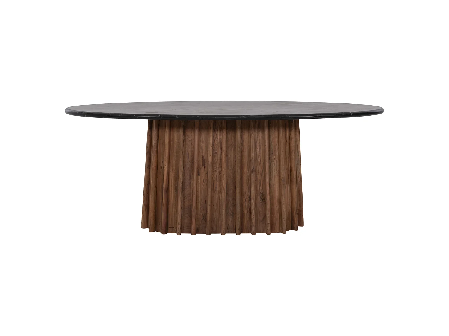 Table à manger ovale DRAXX en bois d'acacia et marbre noir 200x100x76 cm