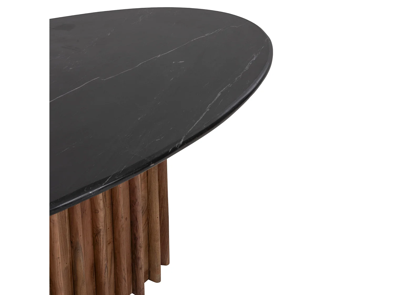 Table à manger ovale DRAXX en bois d'acacia et marbre noir 200x100x76 cm