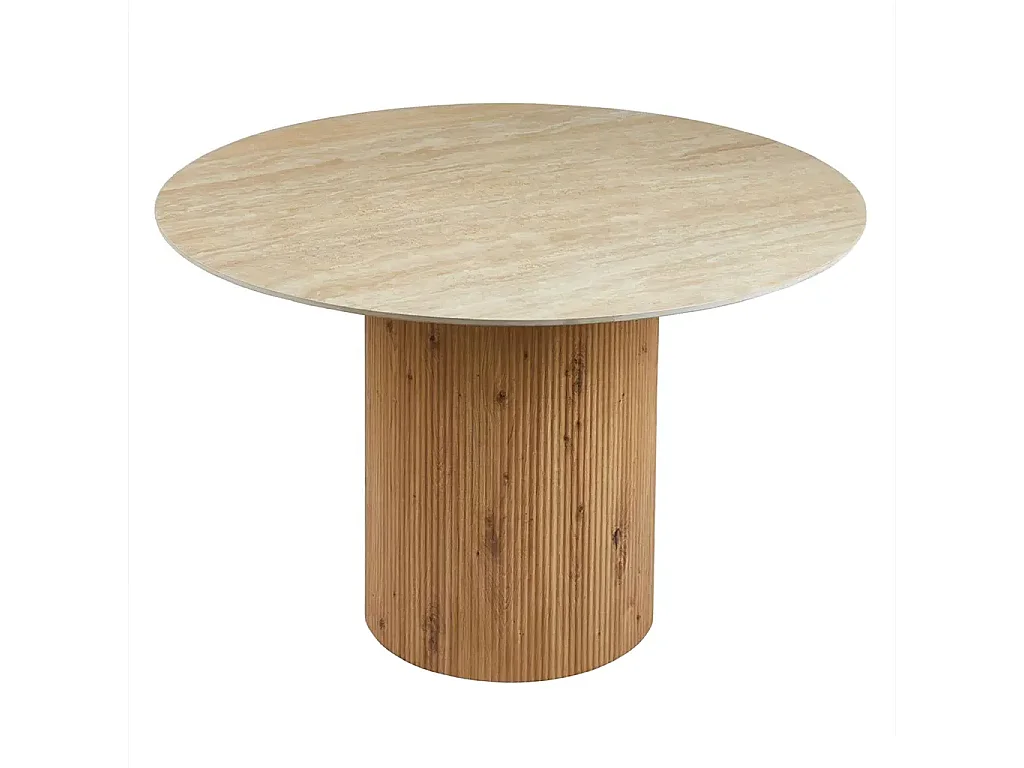 Table à manger TWIL céramique effet travertin Φ126x77 cm