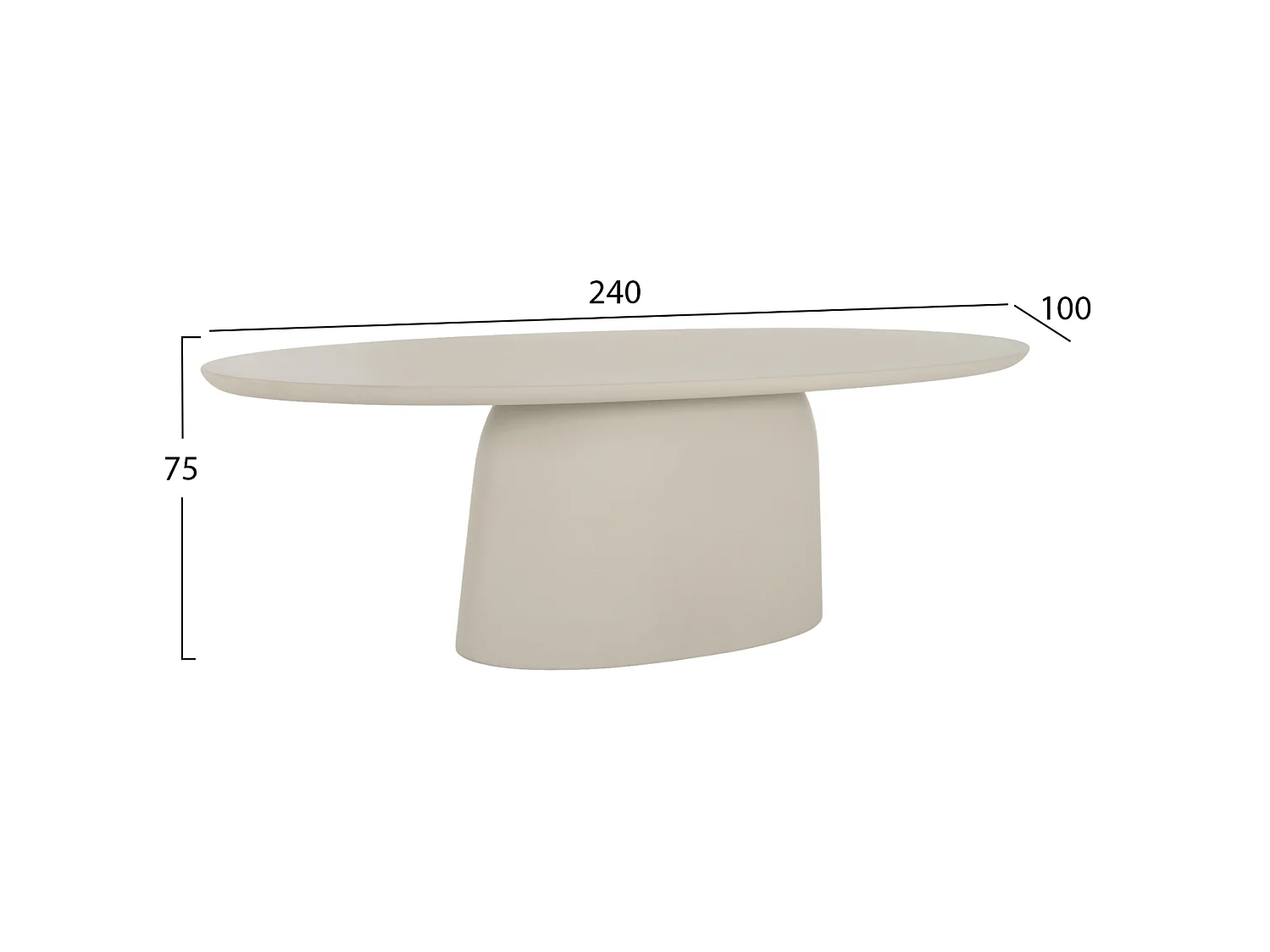 Table à manger Ovale BRECCAN BEIGE fibre ciment 240 x 100 x 75 cm