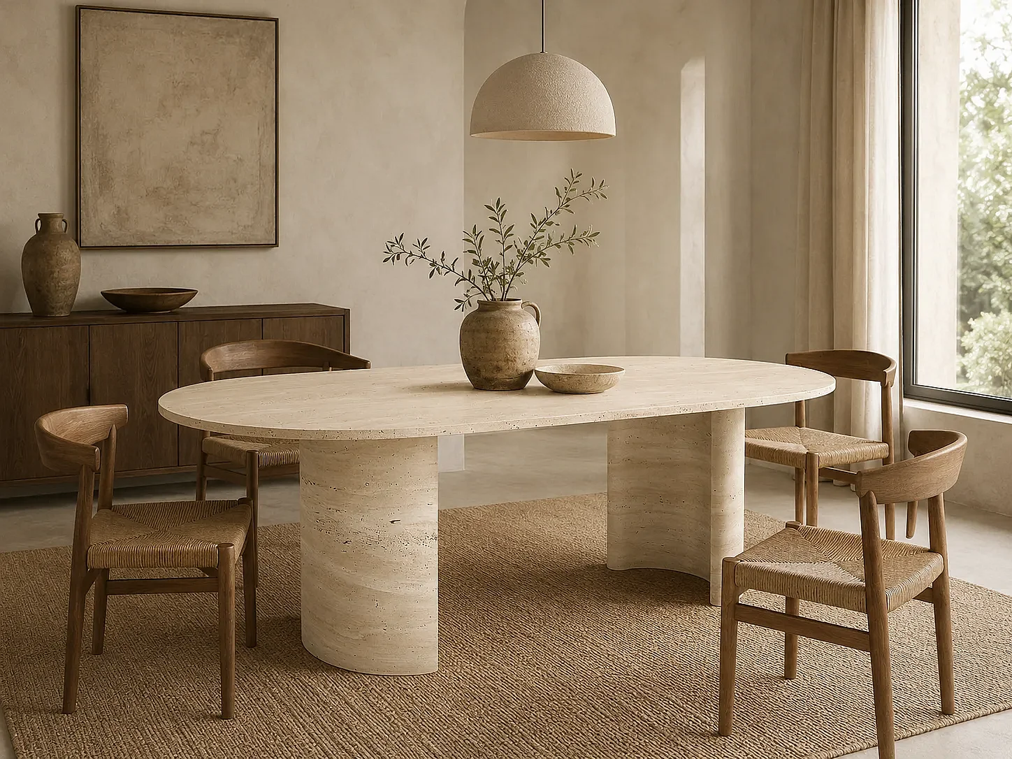 Table à manger MONZA en Travertin Premium