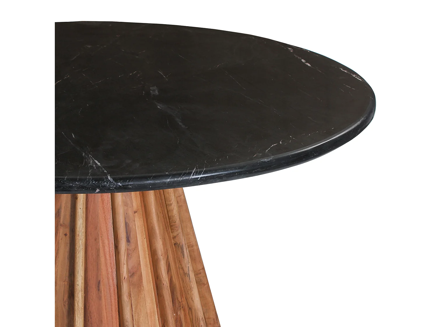 Table à manger ronde DRAXX en bois d'acacia et marbre noir Ø150x76 cm