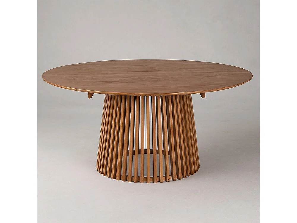 Table à manger ronde FRANTZ en bois massif de Mindi Ø 150×75 cm
