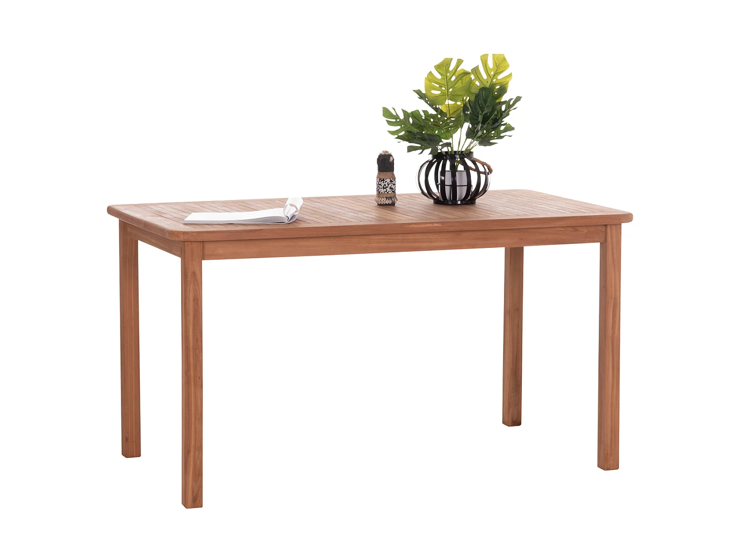 Table à manger rectangulaire PRESSCOT Teck massif coloris naturel 140 x 80 x 76 cm