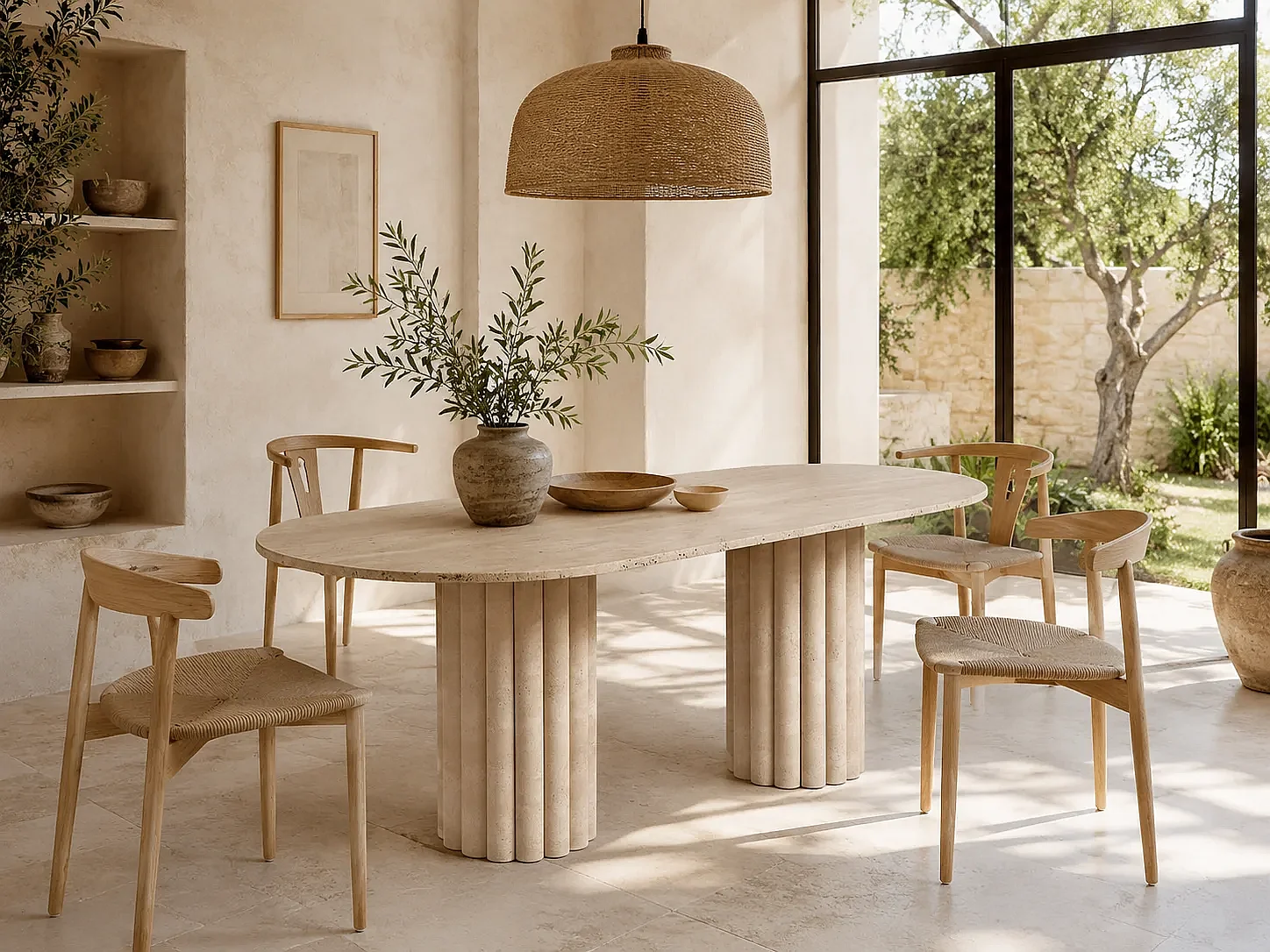 Table à manger PIETRI en Travertin Premium