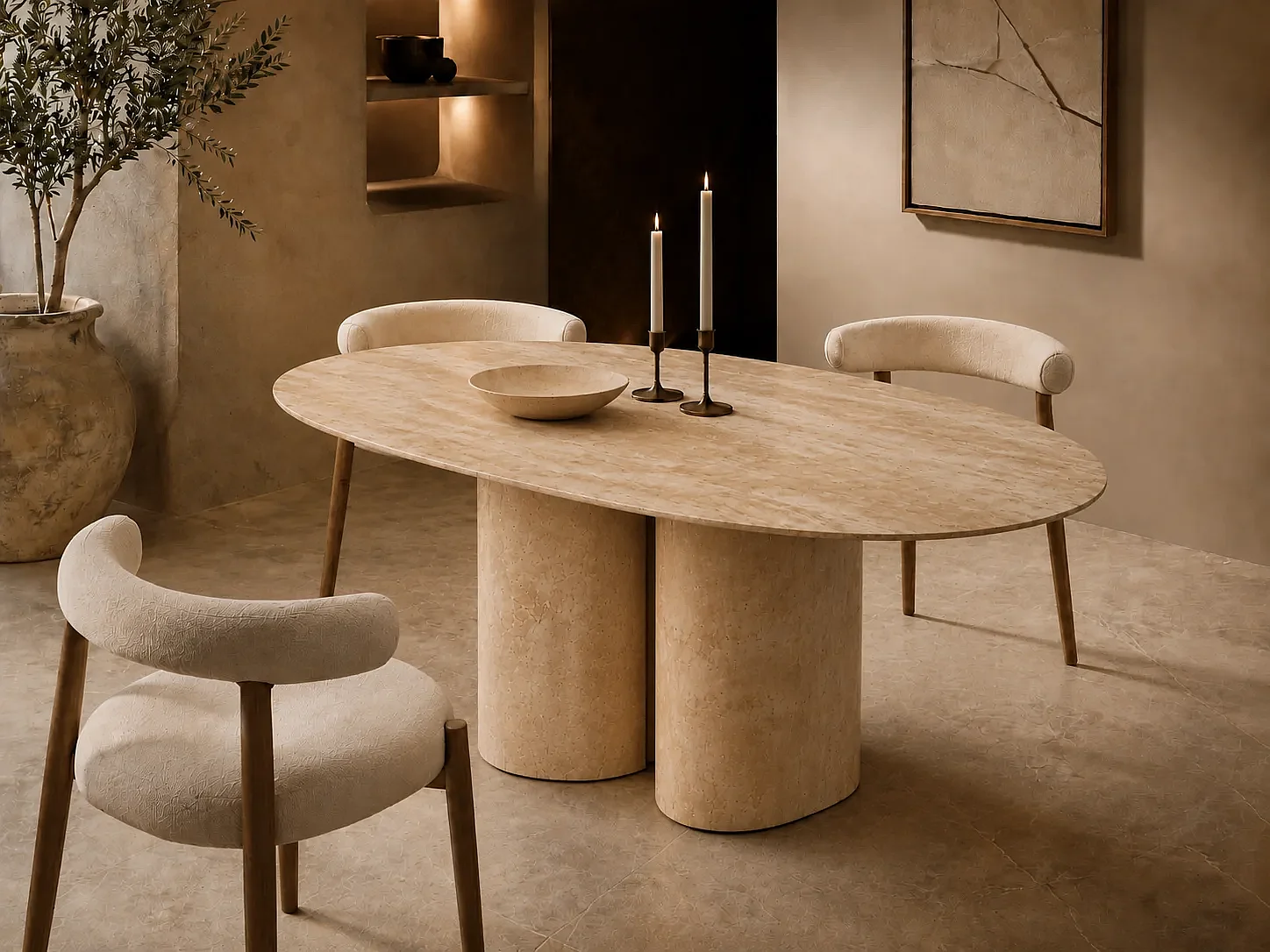 Table à manger ATLAS en Travertin Premium