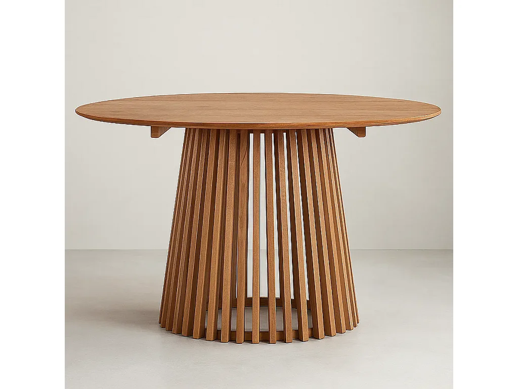 Table à manger ronde FRANTZ en bois massif de Mindi Ø 120×76,5 cm