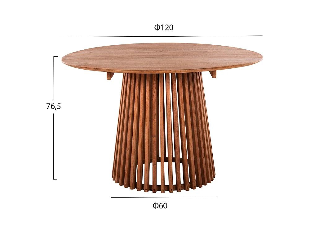 Table à manger ronde FRANTZ en bois massif de Mindi Ø 120×76,5 cm