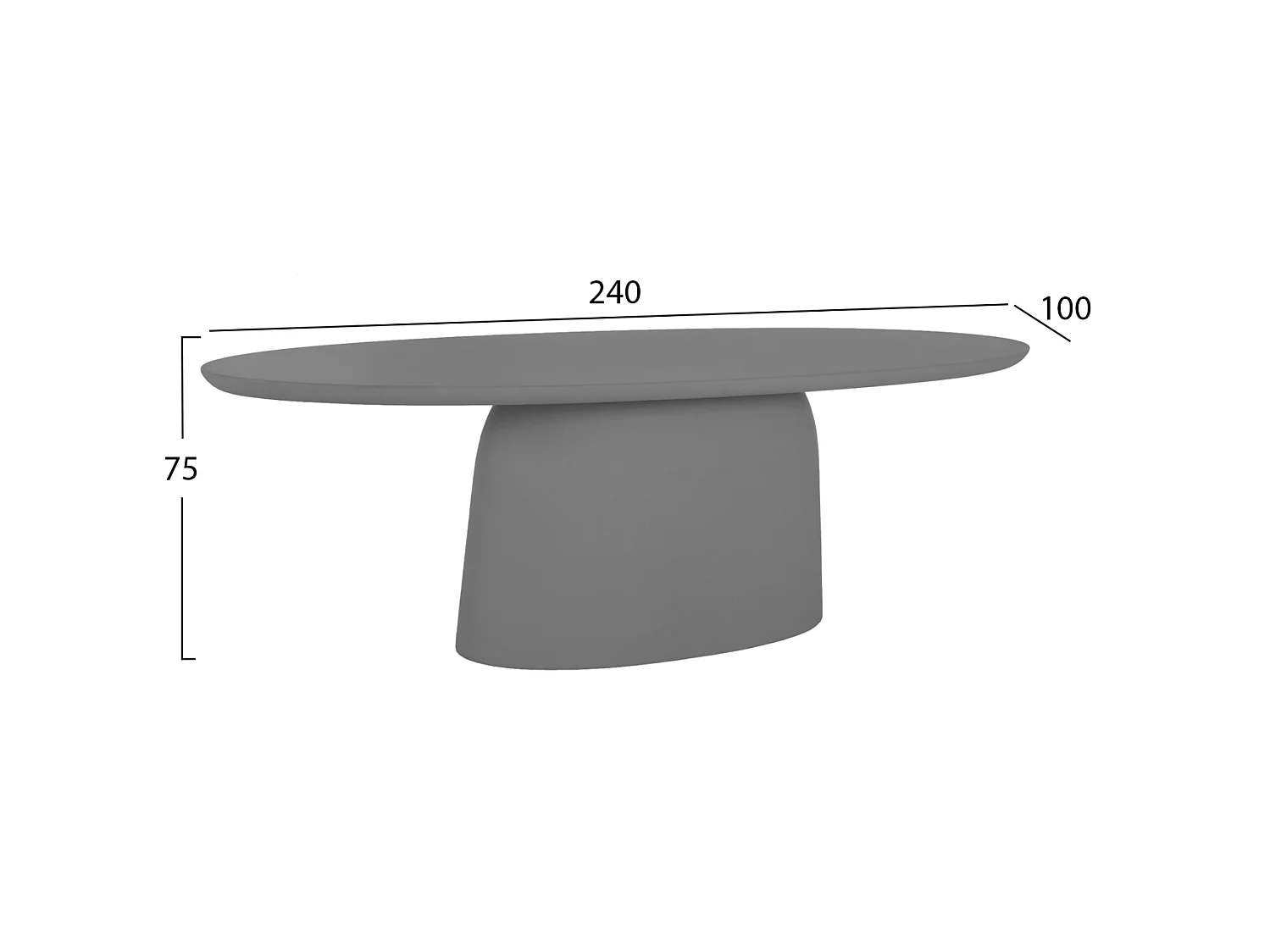 Table à manger Ovale BRECCAN gris fibre ciment 240 x 100 x 75 cm