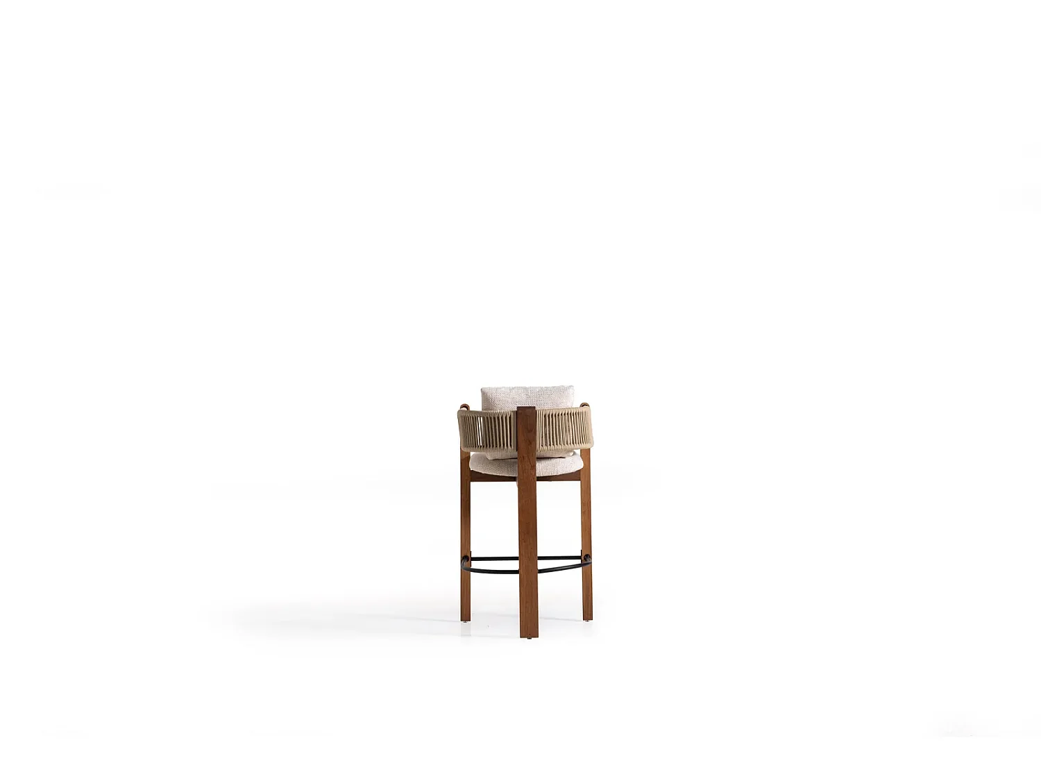 Taburete alto LUA madera y bouclé blanco
