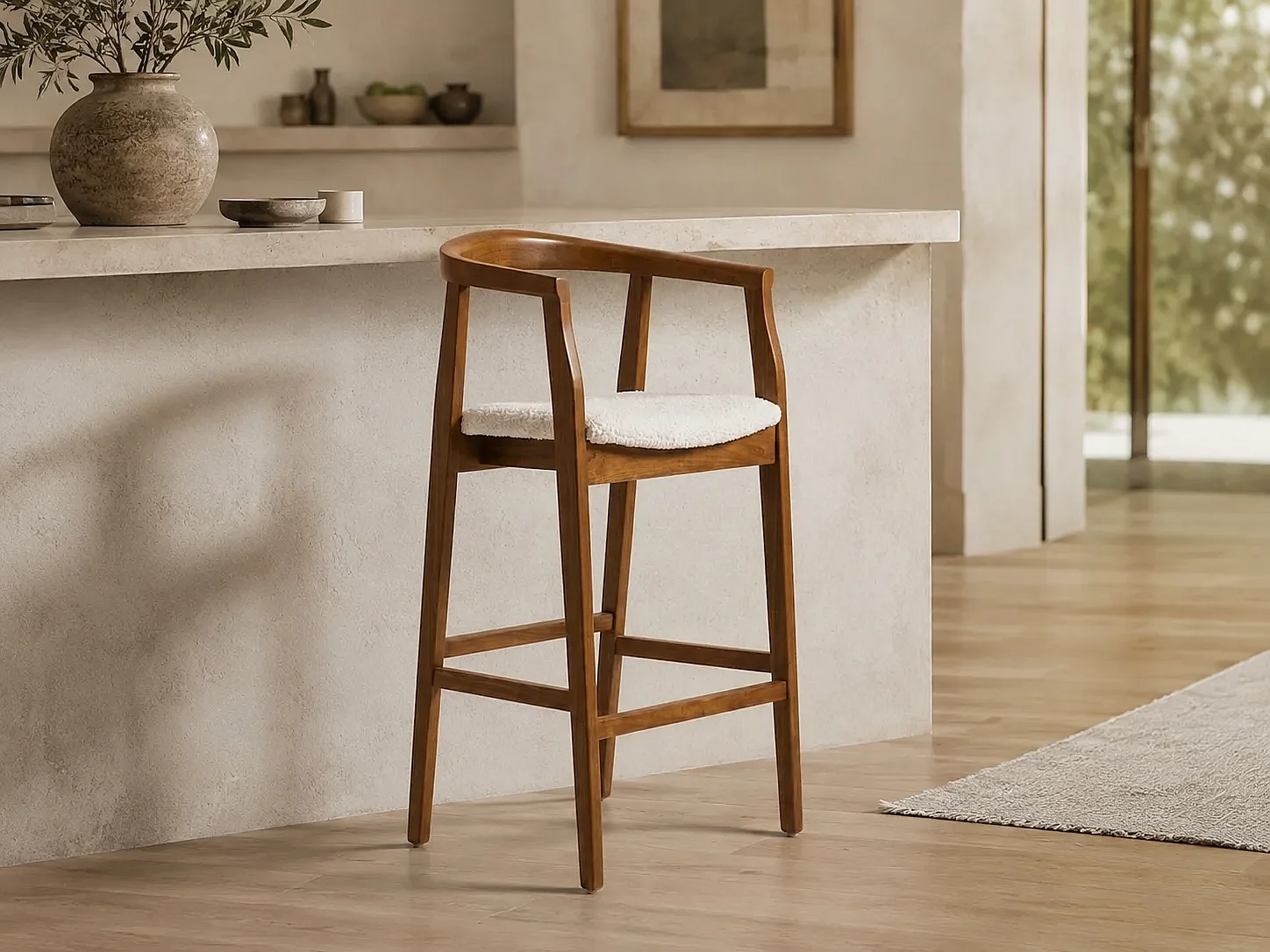 Chaise haute GIO bois et cuir noir