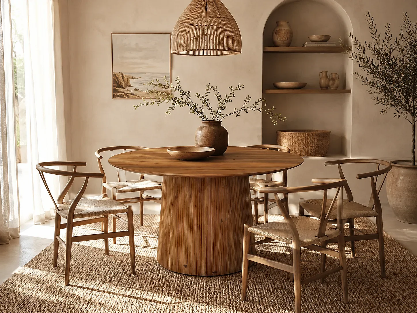 Table à manger ronde GROOT en bois massif d'acacia Ø 150×76cm
